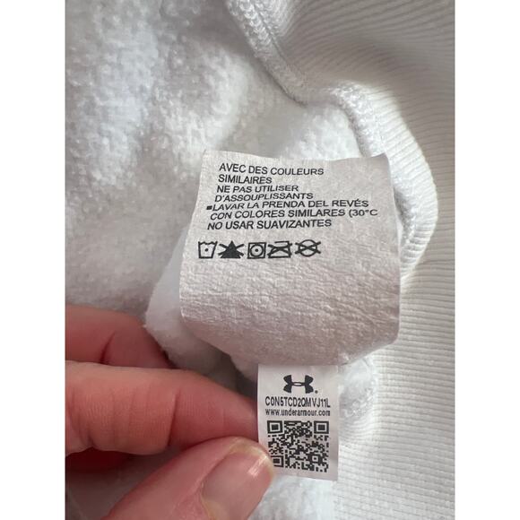 UNDER ARMOUR BASIC WHITE PULLOVER HOODIE KANGAROO POCKETS LOOSE FIT SIZE MEDIUM - Picture 7 of 11